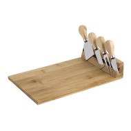 Jogo Tabua De Queijo Com 4 Facas